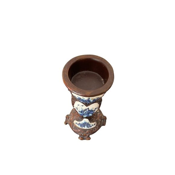 Vintage  Majolica Pedestal Candle Holder Hand-Painted Size 5.5" Tall - Picture 8 of 12